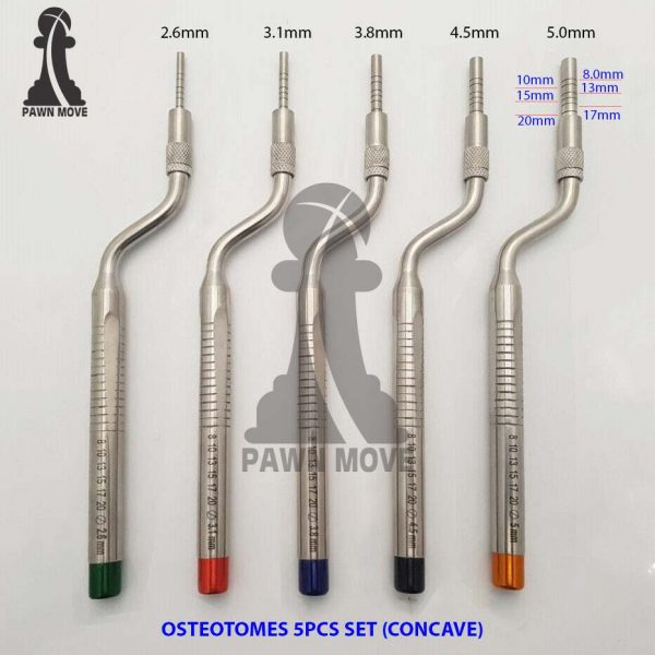 Dental Osteotomes set Curved Concave Sinus Lift Kit 5 PCs